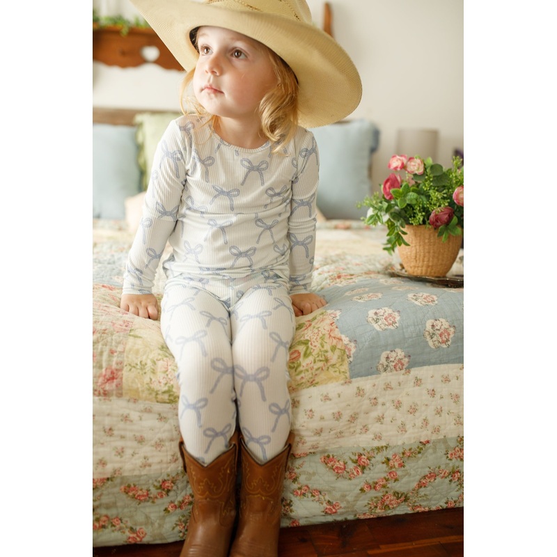 Blue Belle 2pc Ribbed Bamboo Pajamas