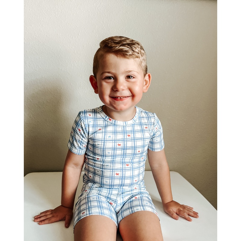 Stars Gingham 2pc Bamboo Pajamas
