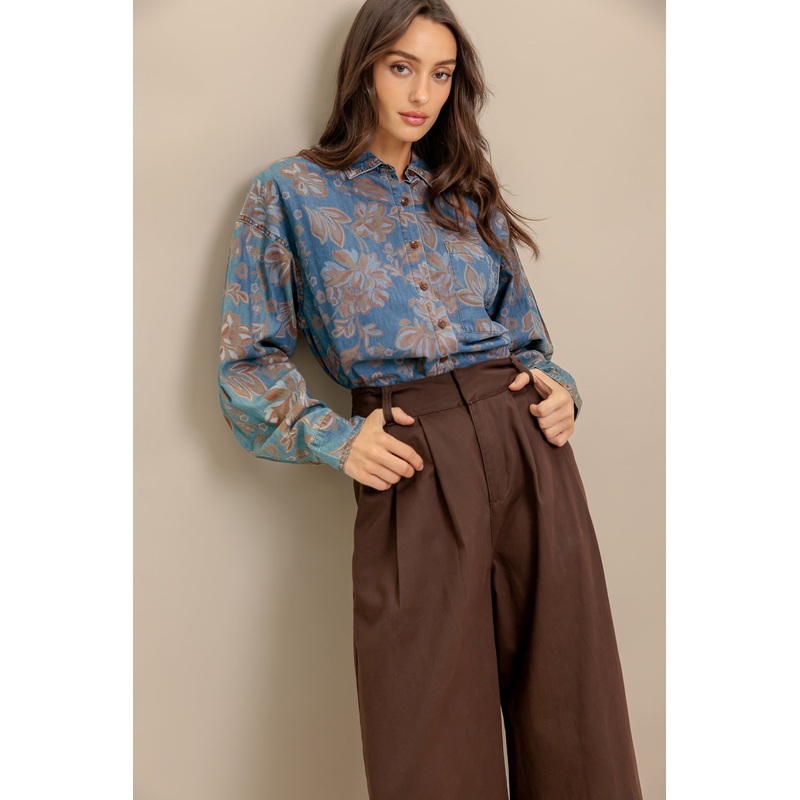 STICK TO THE PLAN DENIM TOP|CHAMBRAY|S|M|L