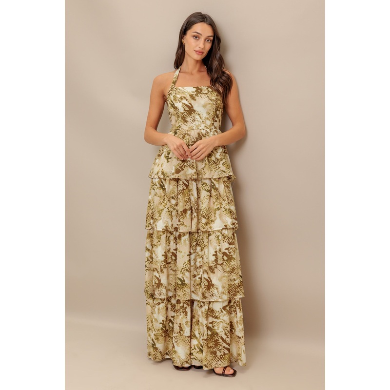 SUNSET BOTANICAL WOVEN MAXI DRESS