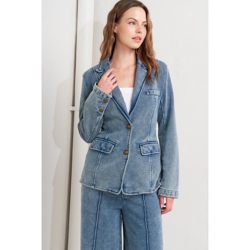 TAILORED FRAME FRENCH TERRY BLAZER
