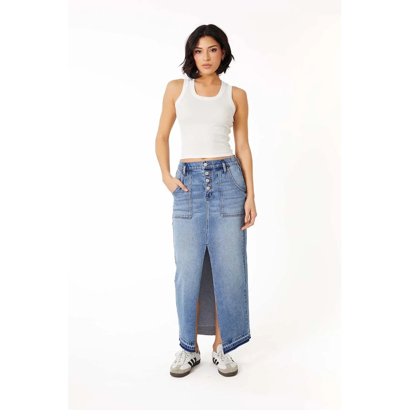 Carol Exposed Button Maxi Skirt