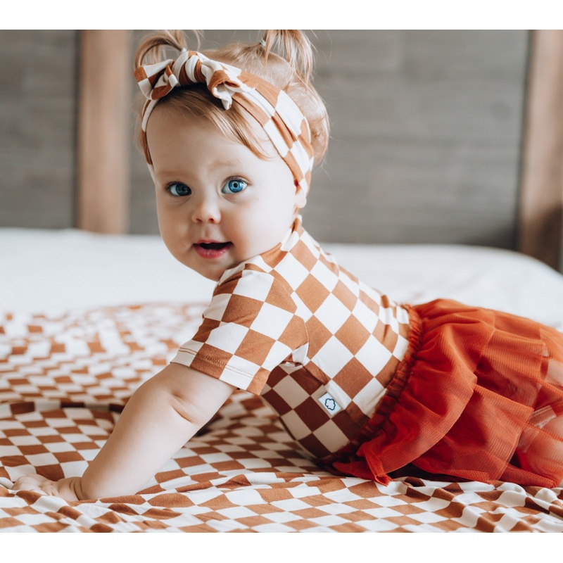 COPPER CHECKERS DREAM TUTU BODYSUIT DRESS