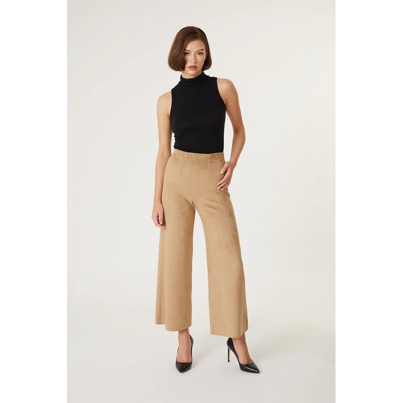 Faux Suede Wide Leg Crop Pant|XS|S|M|L
