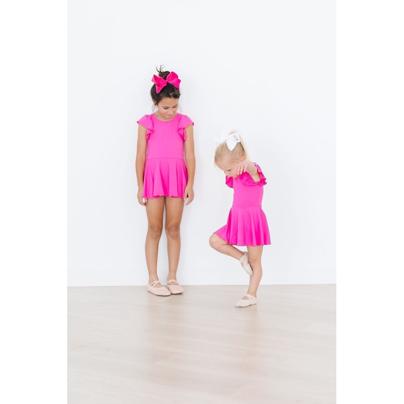 Hot Pink S/S Twirl Leotard|6-12M|12-24M|2T|3T|4T|5/6|7/8