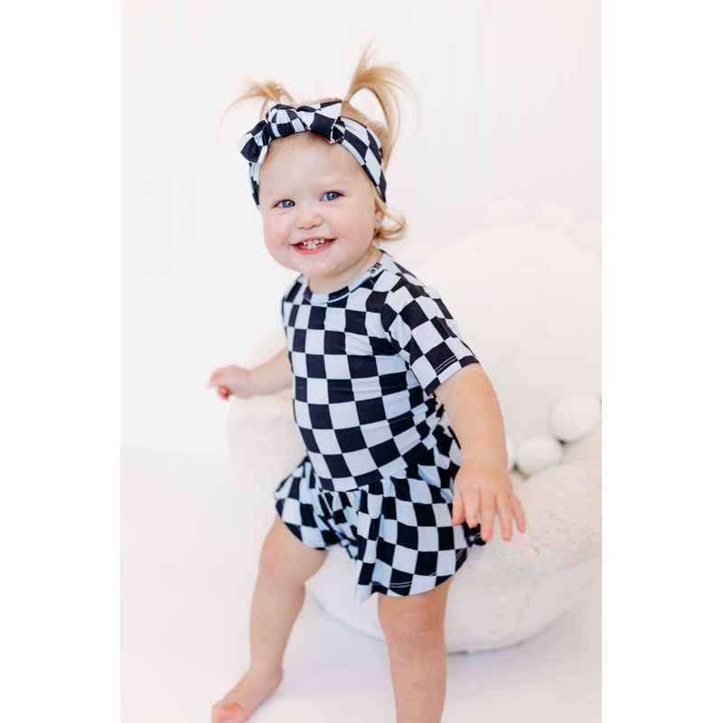 MIDNIGHT CHECKERS DREAM BODYSUIT DRESS