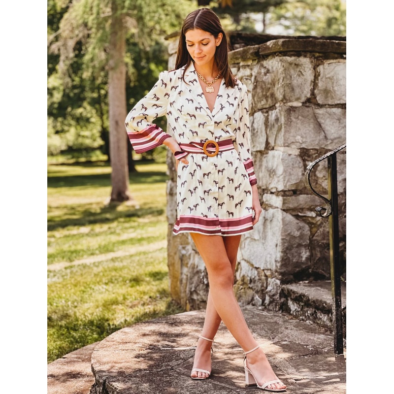 Number 8 Belted Horse Print Dress