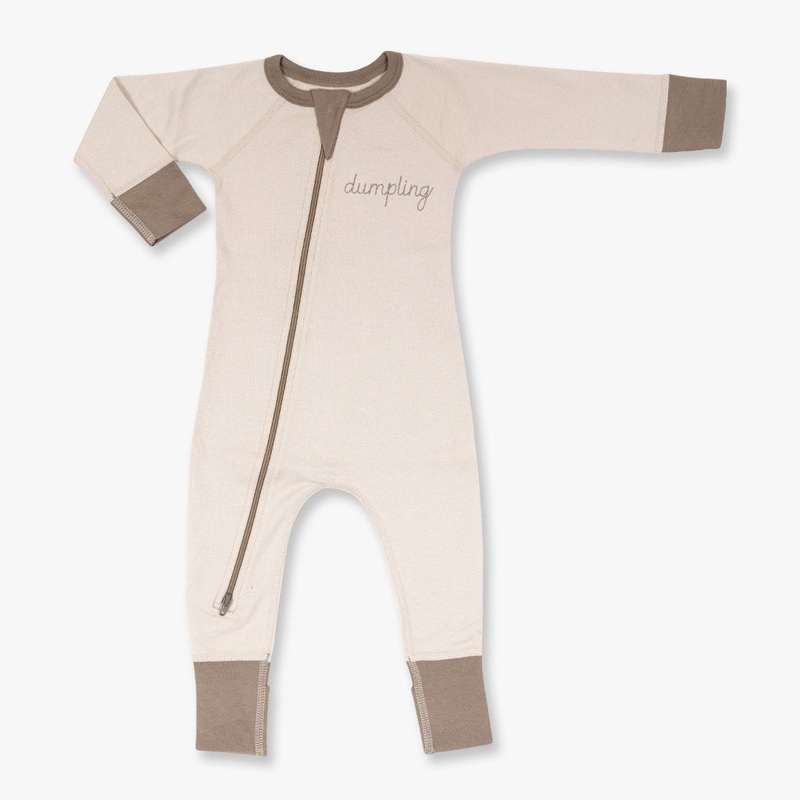 Oatmeal Dumpling Zip Romper|0-3m|3-6m|6-12m|12-18m|18-24m|Oatmeal