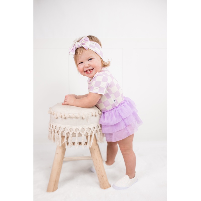 PERIWINKLE CHECKERS DREAM TUTU BODYSUIT DRESS
