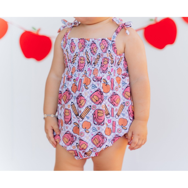 RULE THE SCHOOL SMOCKED BUBBLE ROMPER