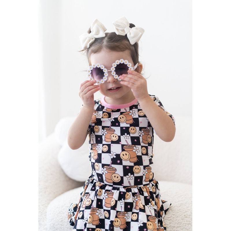 SMILEY CUP OF CHECKERS DREAM BODYSUIT DRESS