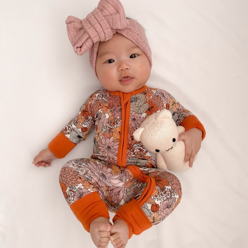 ZIP ROMPER – Neutral Floral|0/3m|3/6m|6/12m|12/18m|18/24m|2/3T