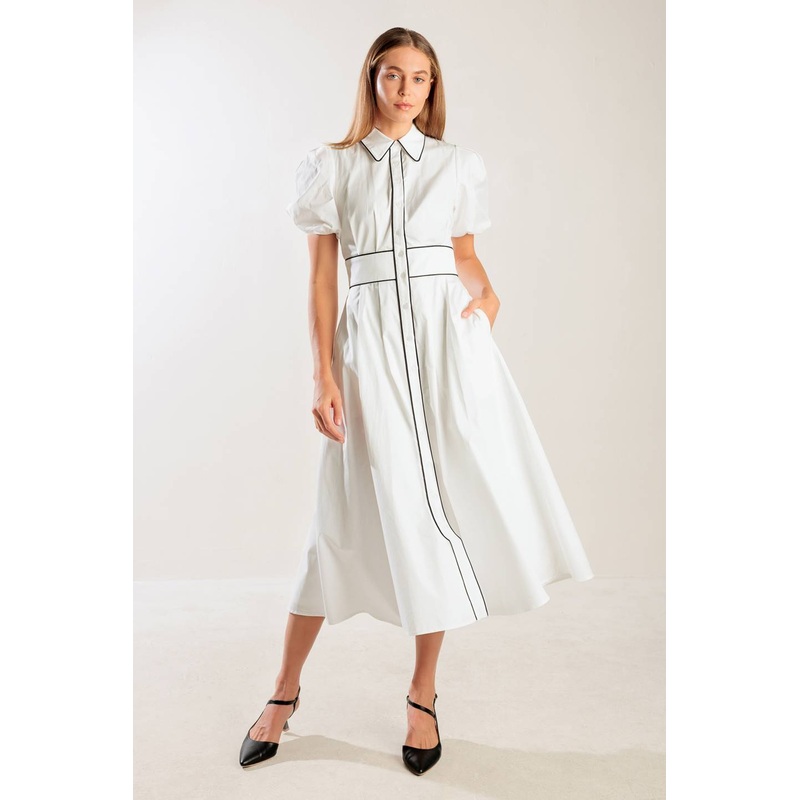 IN THE BREEZE WHITE WOVEN MIDI DRESS