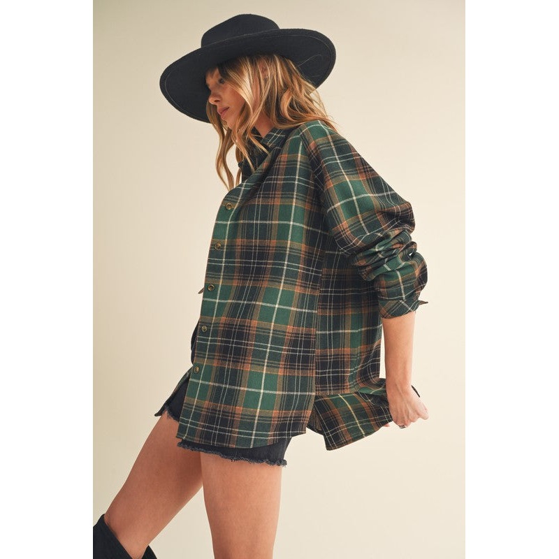 Katie Flannel Shirt|GRAY|Green|RED|S|M|L