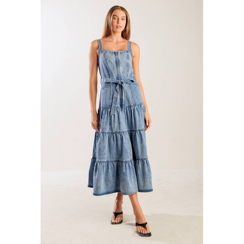 SUNSHINE STATE OF MIND INDIGO DENIM DRESS
