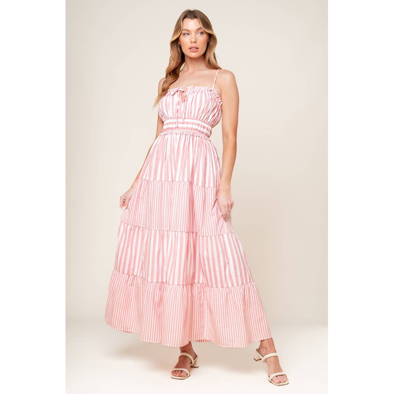 GIA PEONY PINK WOVEN MAXI DRESS
