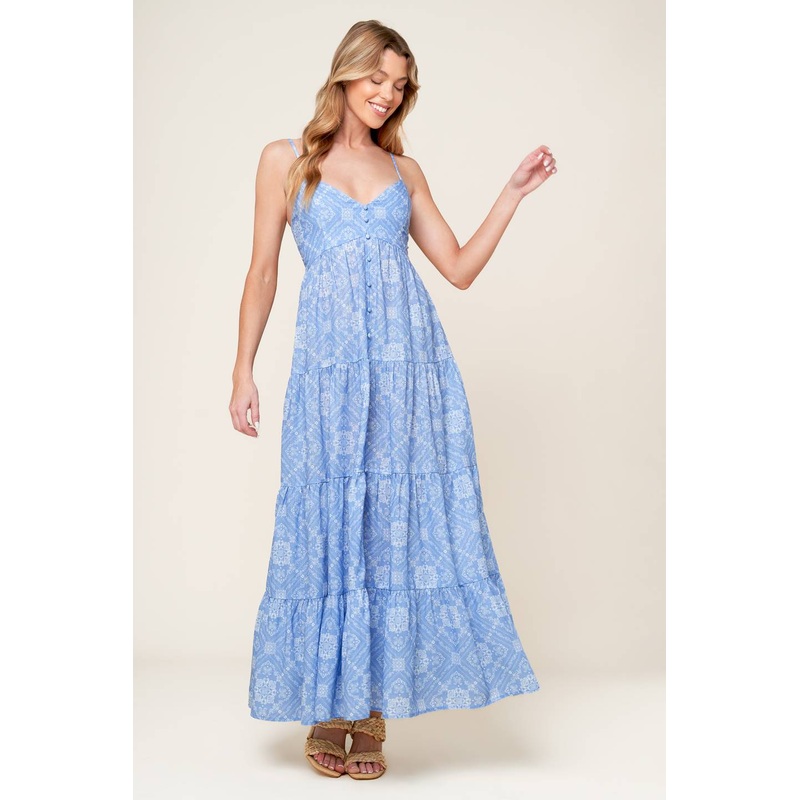 HAZY DAYS WOVEN MAXI DRESS|SLATE BLUE|S|M|L