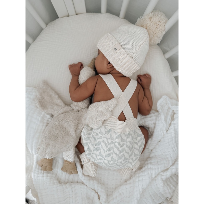 Luna + Luca Sprouts Romper|Newborn|0-3m|3-6m|6-12m|12-18m|18-24m|Cream