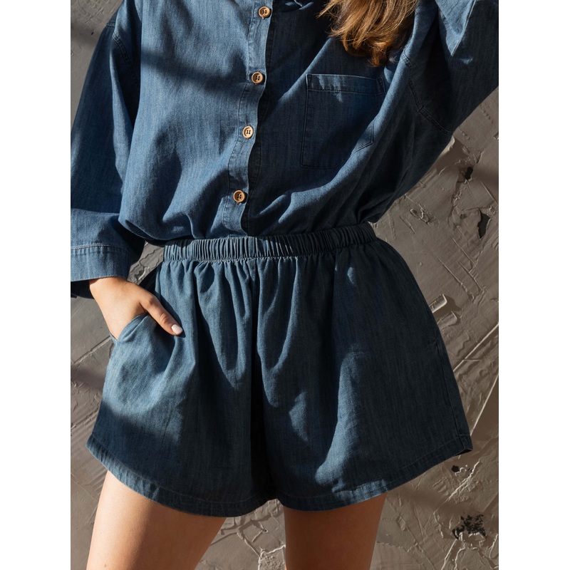 The Chambray Denim Short|mid denim|XS|S|M|L|XL