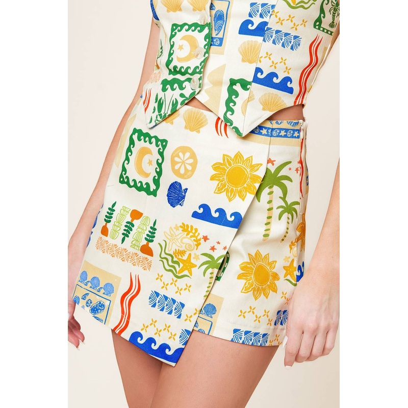 BON VOYAGE WOVEN SKORT|WHITE BLUE|S|M|L