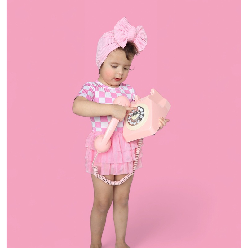 BUBBLEGUM CHECKERS DREAM TUTU BODYSUIT DRESS