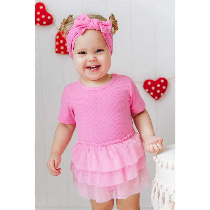 BUBBLEGUM RIB DREAM TUTU BODYSUIT DRESS