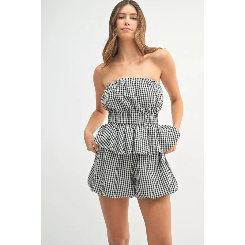 Gingham Tube Top and Shorts Set