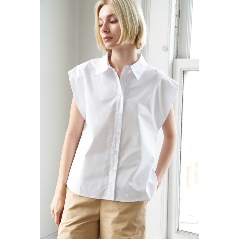 MUCH TO CELEBRATE POPLIN TOP|WHITE|SKY BLUE|S|M|L
