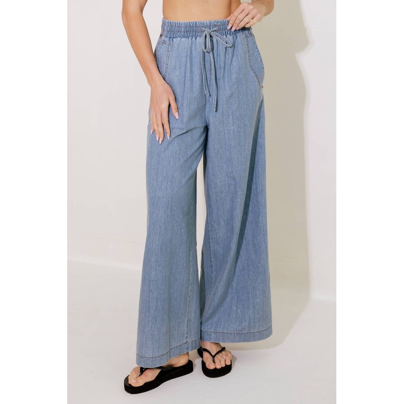 RIVERSIDE SIPS LIGHT INDIGO CHAMBRAY PANTS