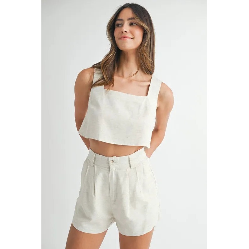 Sleeveless Crop Top and Shorts Set