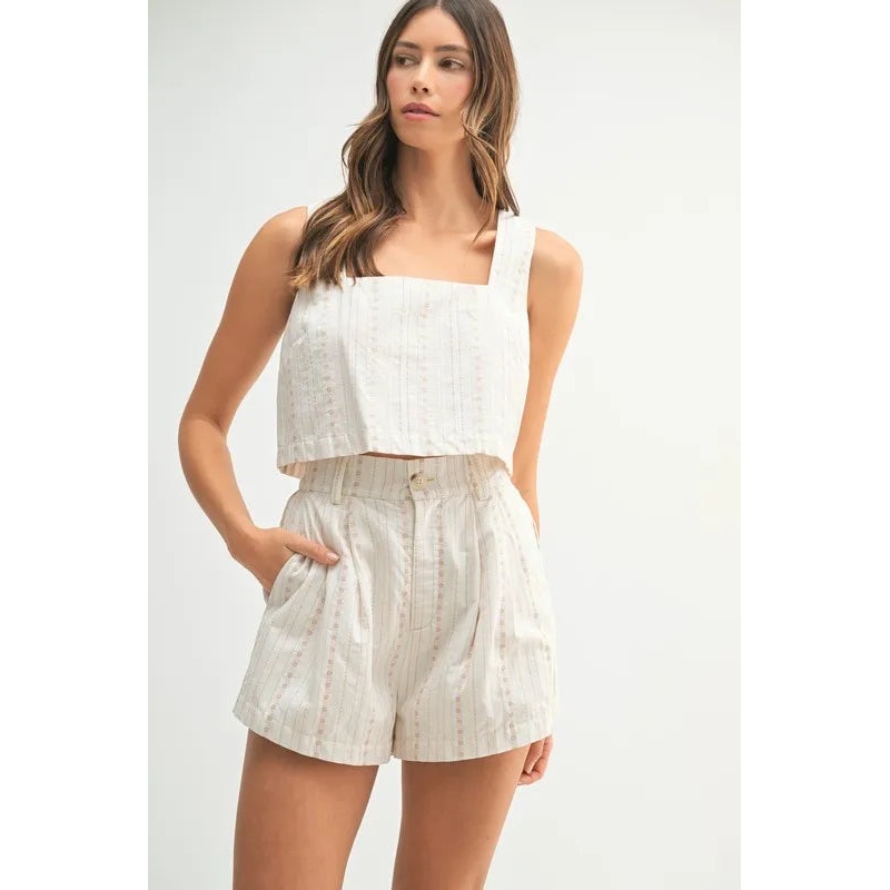 Square Neck Crop Top and Shorts Set