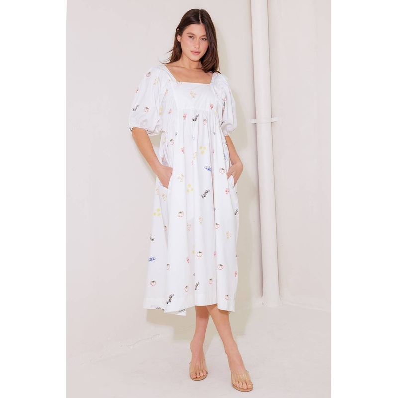 THE WORLD IS YOURS WOVEN MIDI DRESS