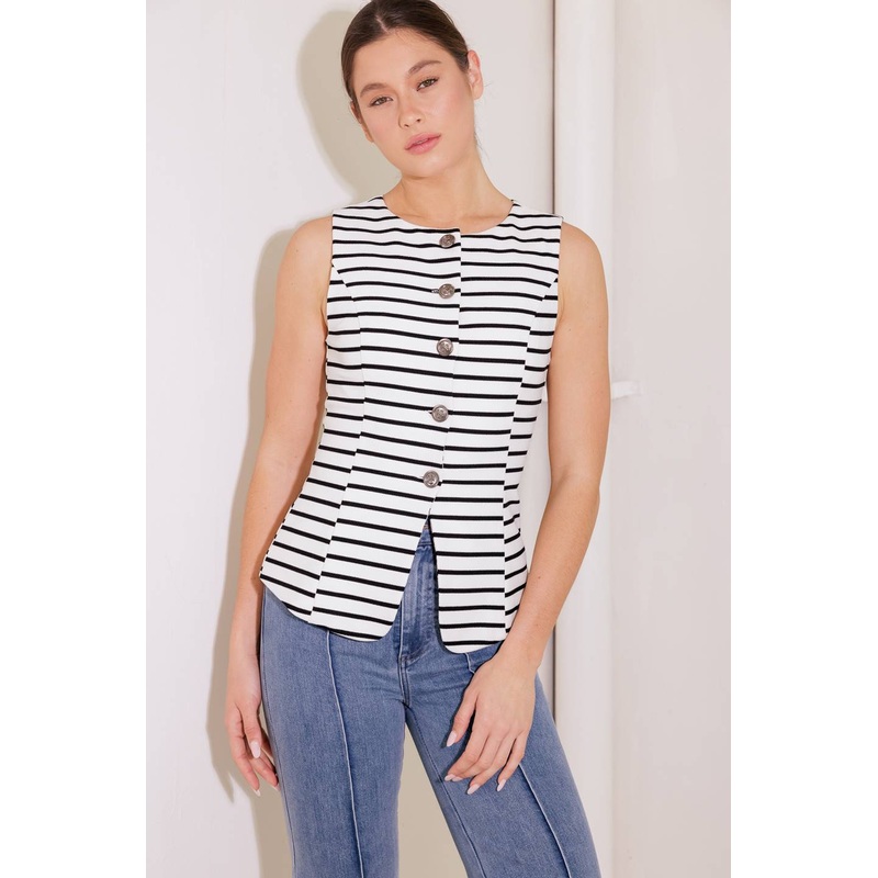 WILDFLOWER WANDER WOVEN VEST|WHITE/BLACK|S|M|L