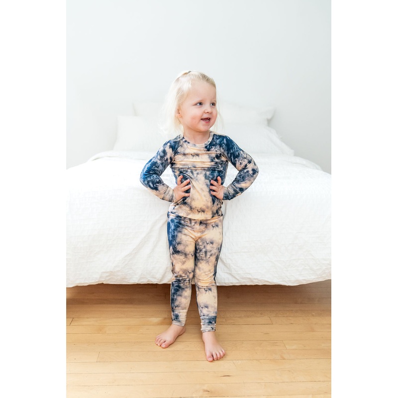 Blue Tie-Dye 2-Piece Pajama Set