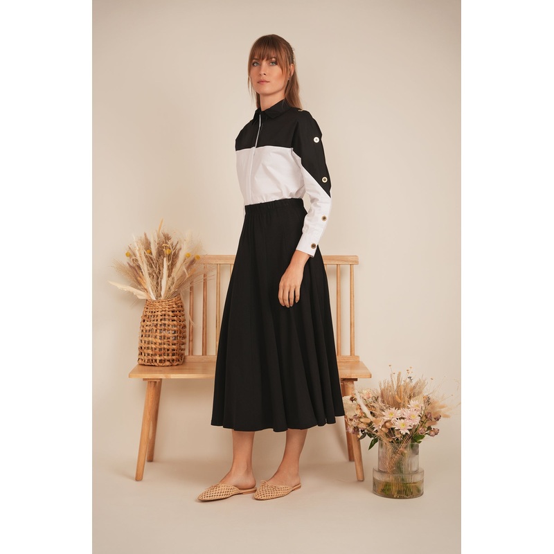 Dolman 2 Tone Button Shirt|White/Black|White/Champagne|XS|S|M|L|XL|1XL|2XL|3XL