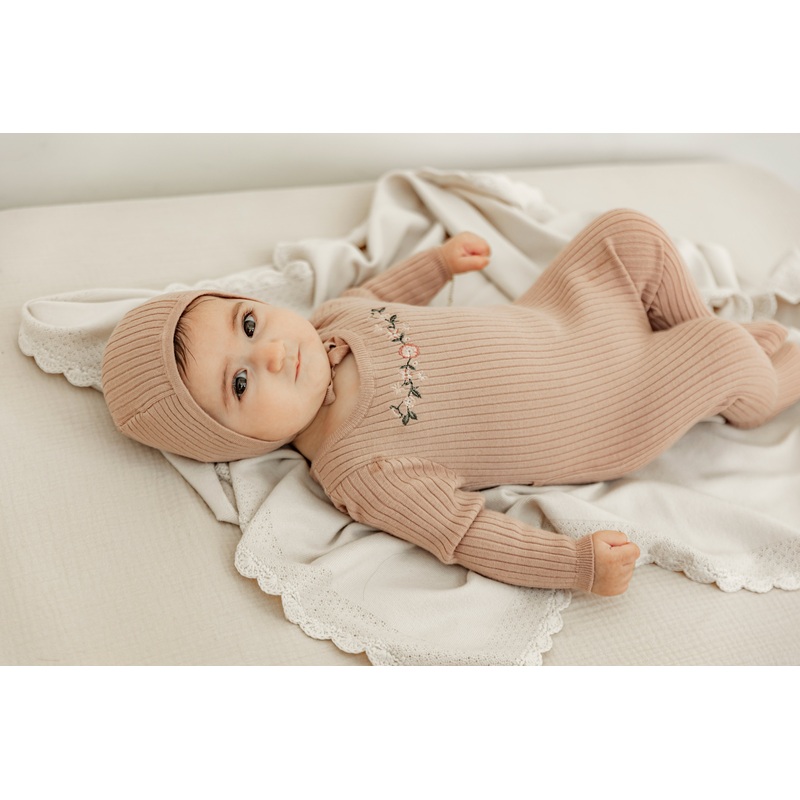 Knit Crochet Blanket|Light Beige|One Size