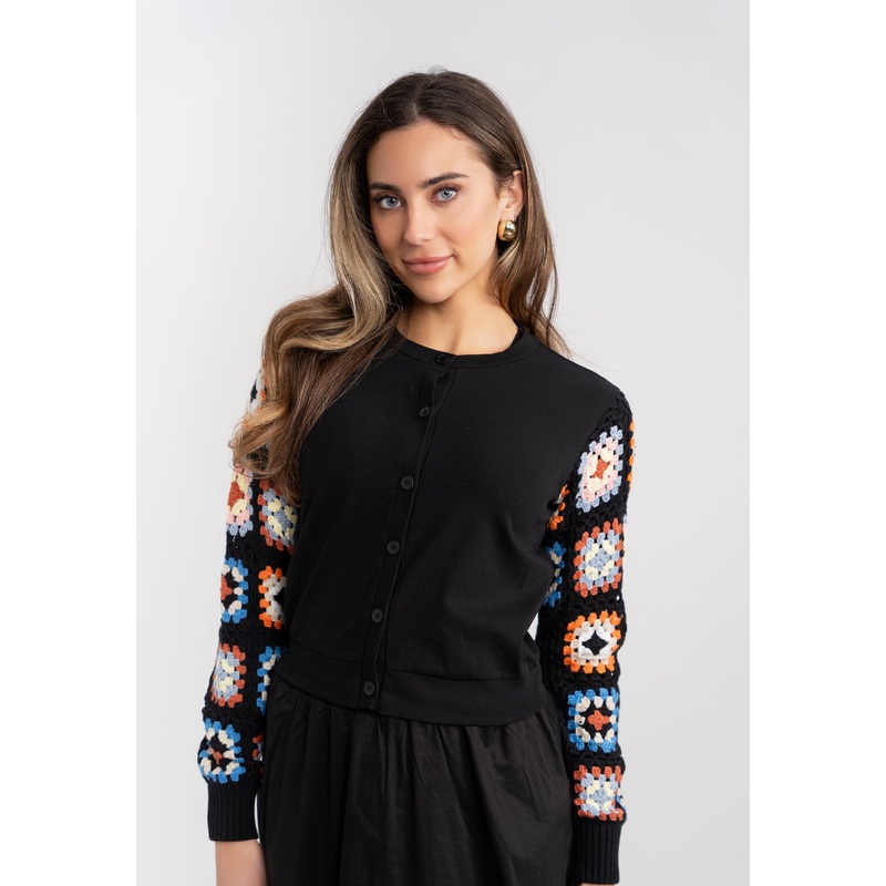 Knit Crochet Cardigan|Black|White|XXST|XST|ST|MT|LT|XLT|XXLT