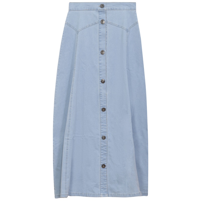 Maxi Denim A Line Fringe Skirt