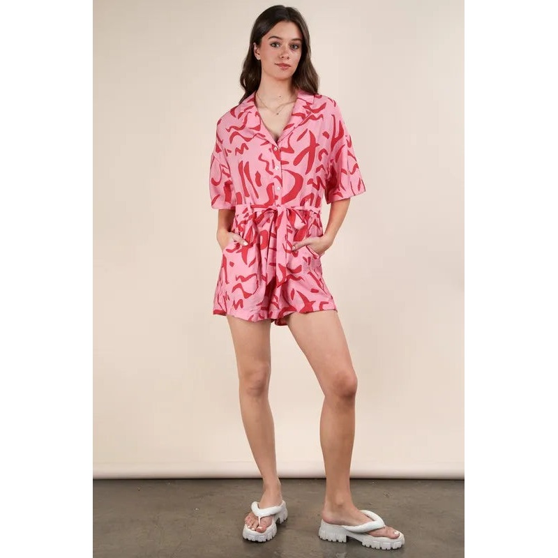 Oversized Printed Button Down Resort Romper