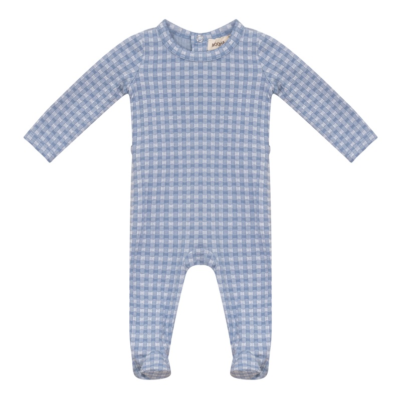 Plaid Stretch Onesie|Denim|Pink|3 Months