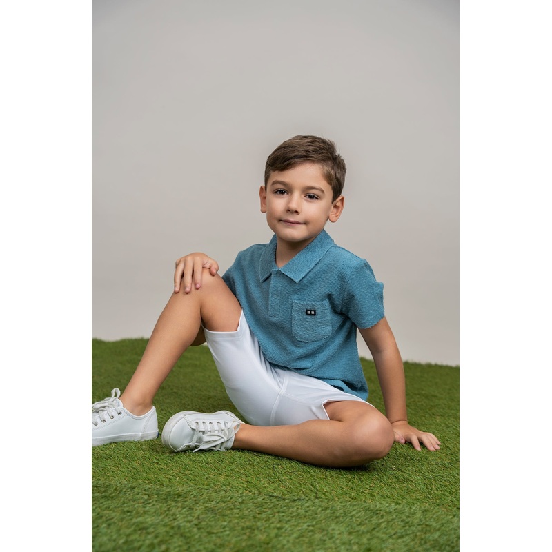 Textured Terry Polo|Shadow Blue|3|4|5|6|7|8