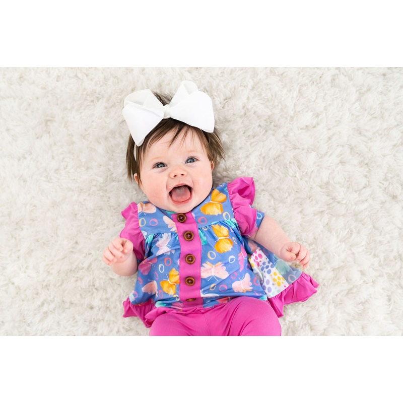 Korrie Butterflies Bamboo Short Sleeve Peplum + Legging Set