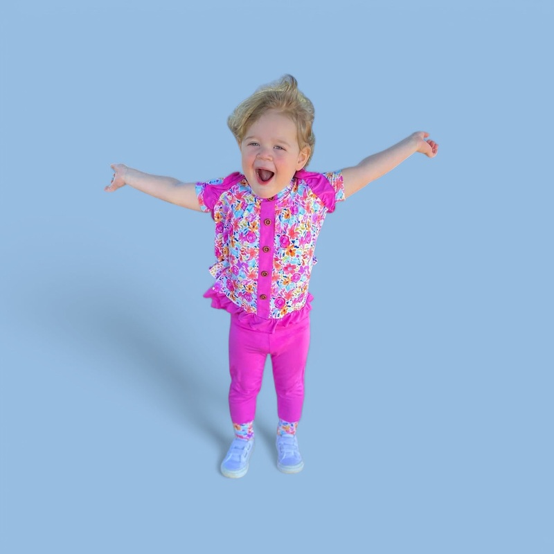 Korrie Floral Bamboo Short Sleeve Peplum + Legging Set