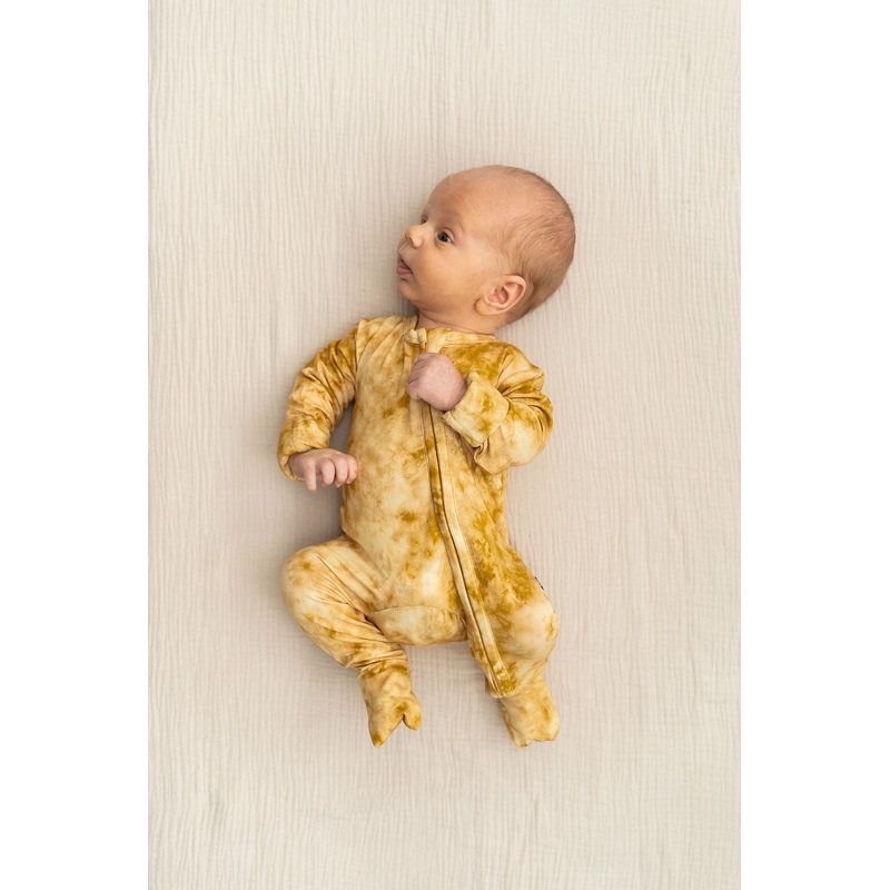 Mustard Tie-Dye Convertible Footie