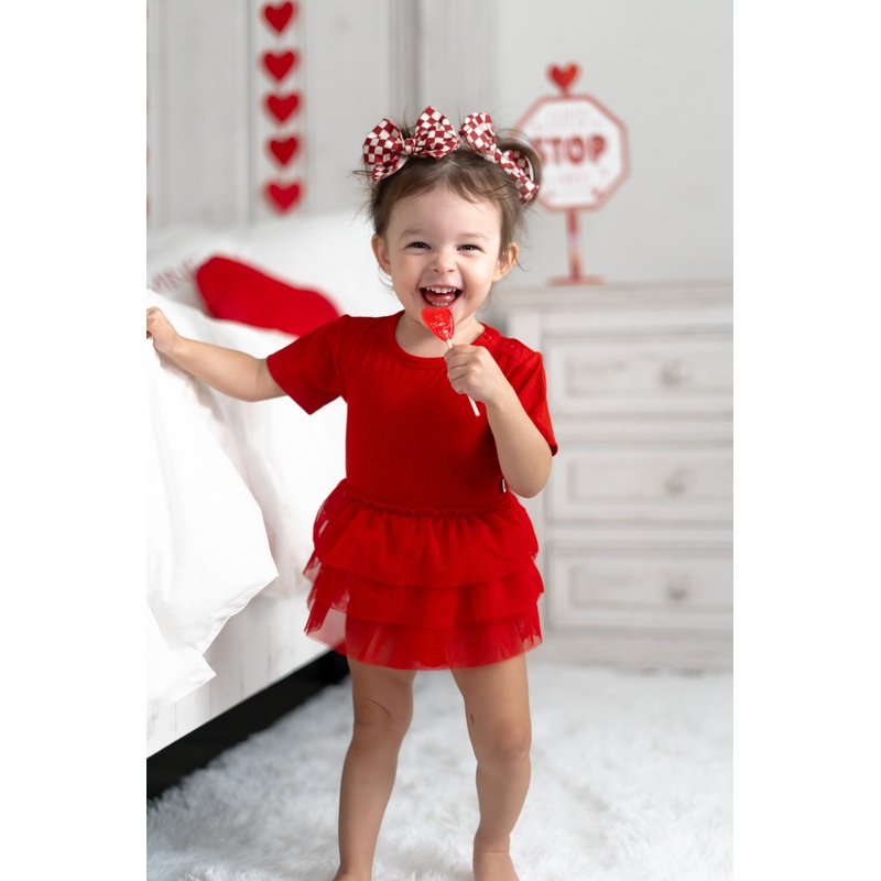 RED RIB DREAM TUTU BODYSUIT DRESS