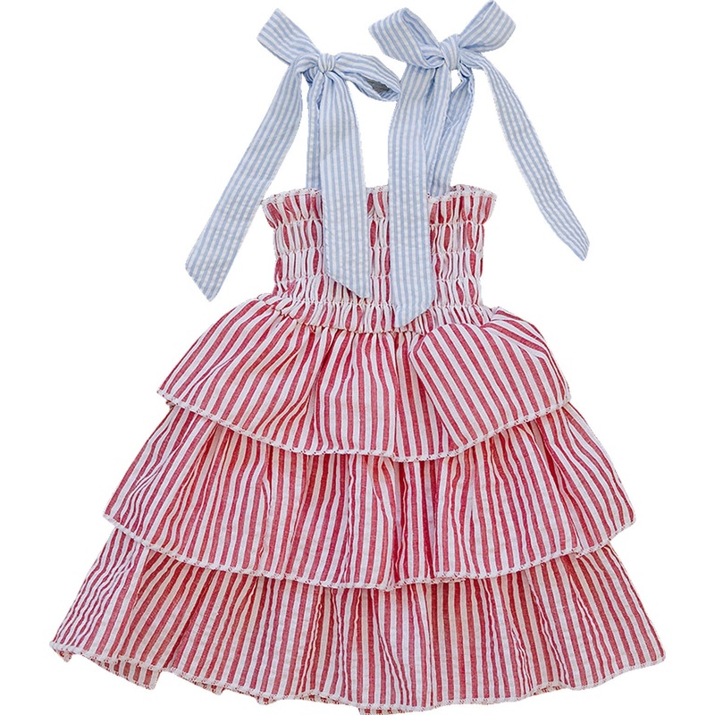 Stripe Ruffle Dress|0-3|3-6|6-12|12-18|2T|3T|4T|5T|6Y