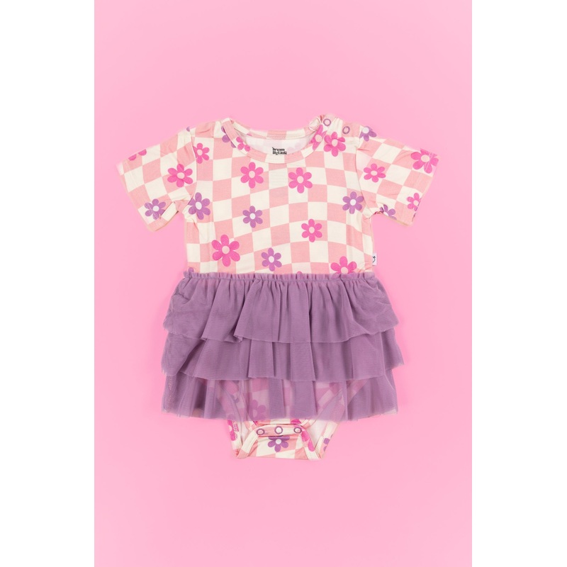 WAVY DAISY CHECKERS DREAM TUTU BODYSUIT DRESS