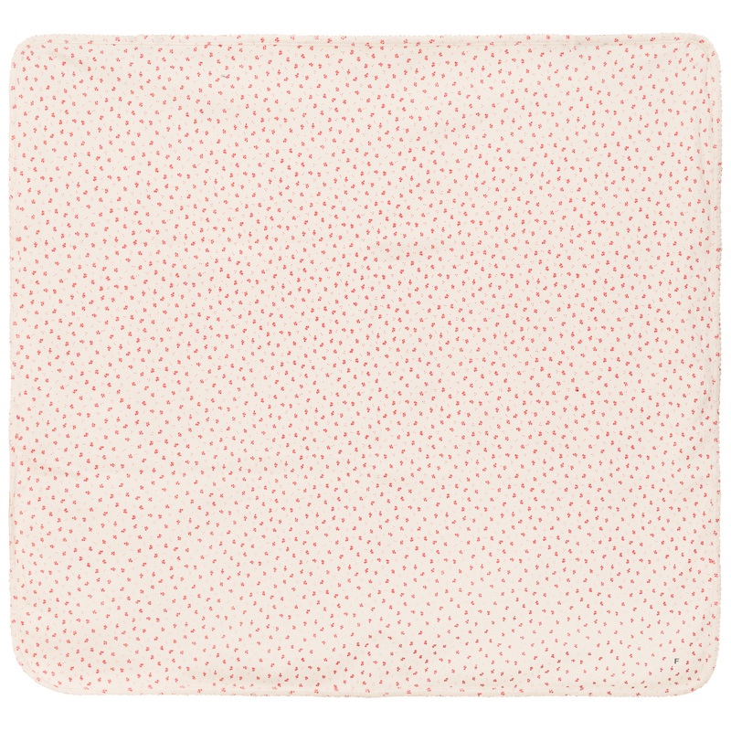 Crinkle Flower Print Blanket|Cream/Red|White/Black|One Size