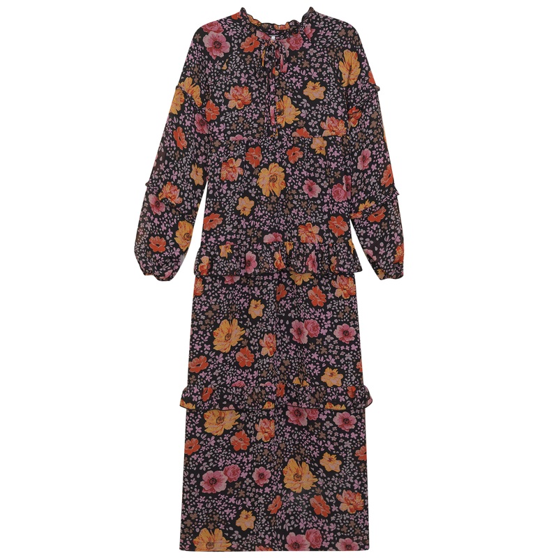 Floral Printed Tiered Dress|Multi Floral|XXST|XST|ST|MT|LT|XLT|XXLT