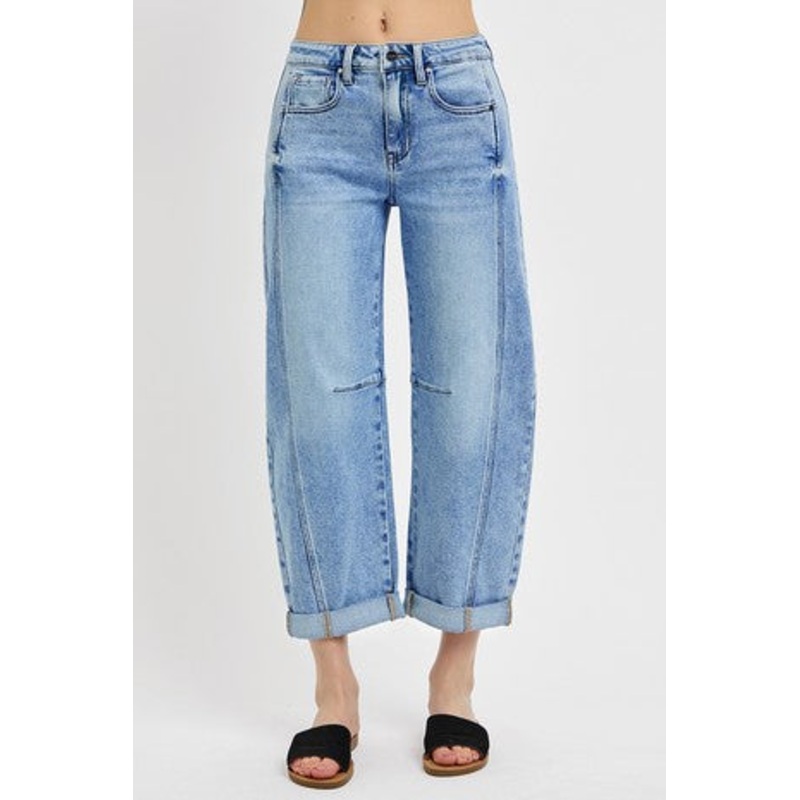 High Rise Boyfriend Barrel Medium Wash